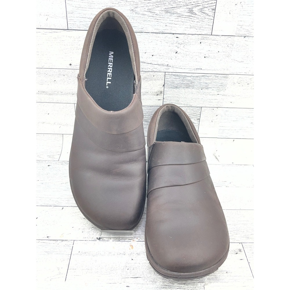 Merrell Women Encore Q2 Leather Slip On Clogs Brown J51694W Size 8Wide